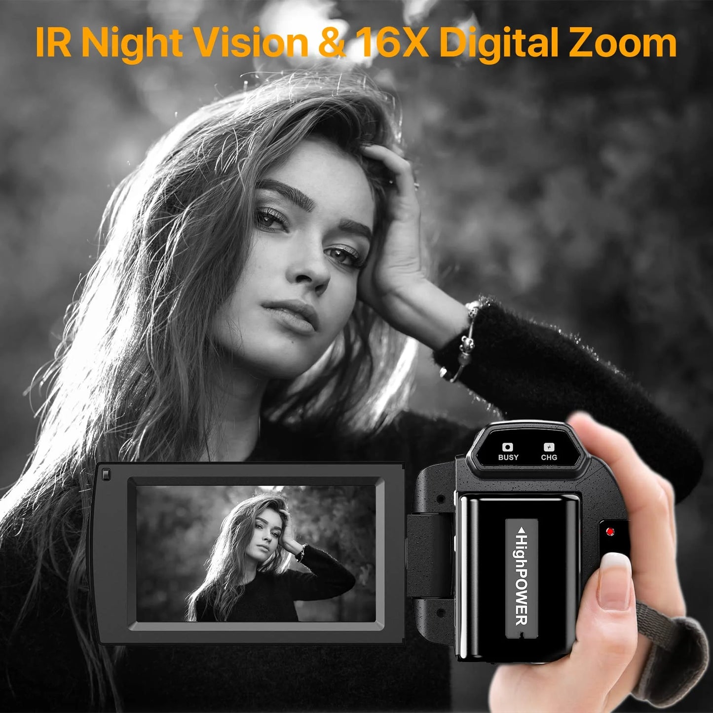 5K HD Video Camera Camcorder 48MP Vlog Camera for Youtube with IR Night Vision Wifi 3.0'' Touch Screen