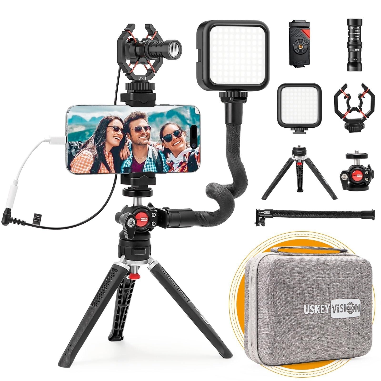 Smartphone Video Kit Metal Microphone Light Tiktok Youtube Podcast Equipment ...