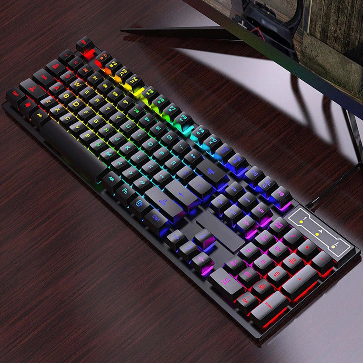 Keyboard and Mouse Set Combo, Wired RGB Backlit Computer Keyboard with USB RGB Gaming Mouse Design for Windows PC Laptop Desktop Notebook-Fv-Q305S