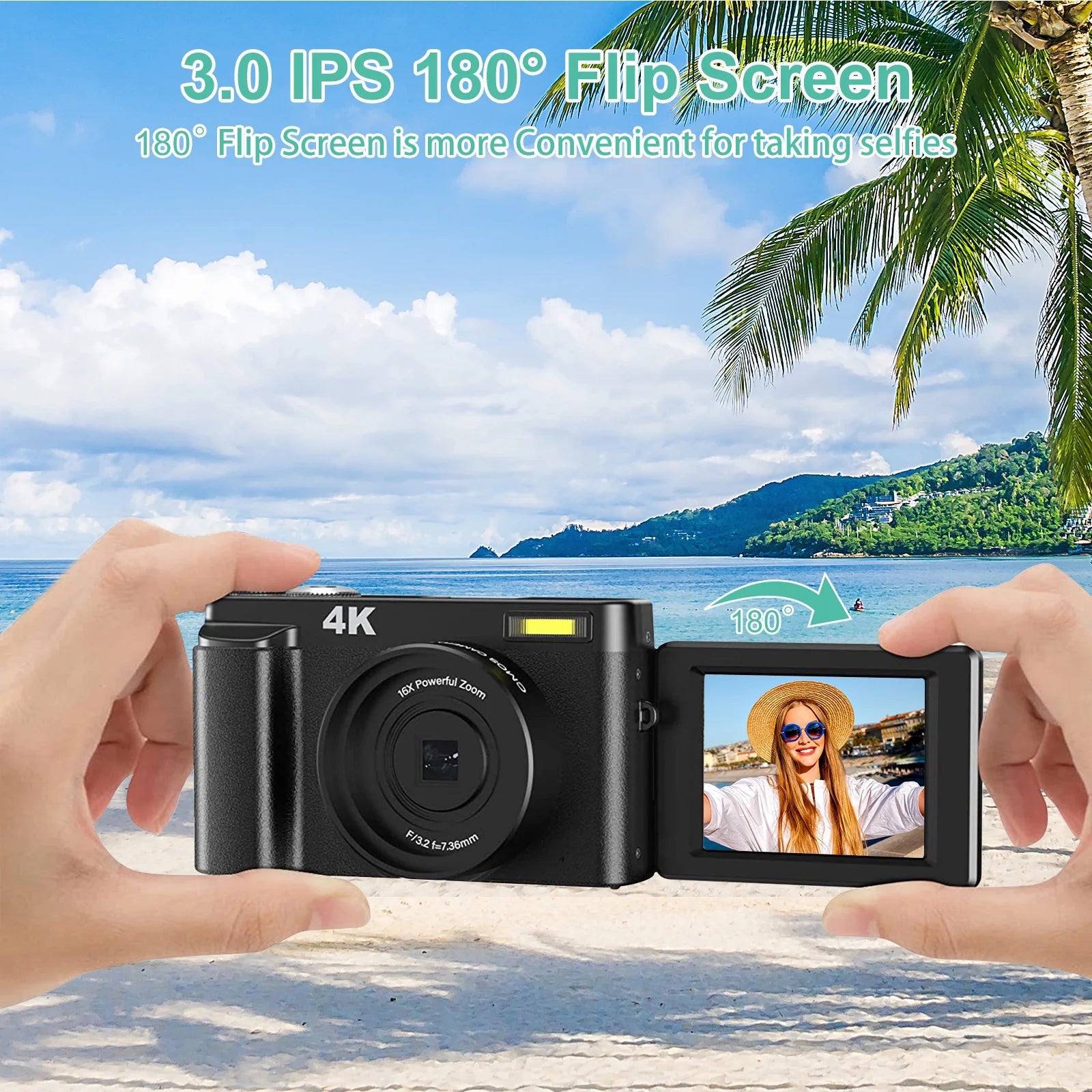 4K Digital Camera for Photography 48MP Autofocus Vlogging Cameras 16X Digital Zoom for Youtube with 32GB Card