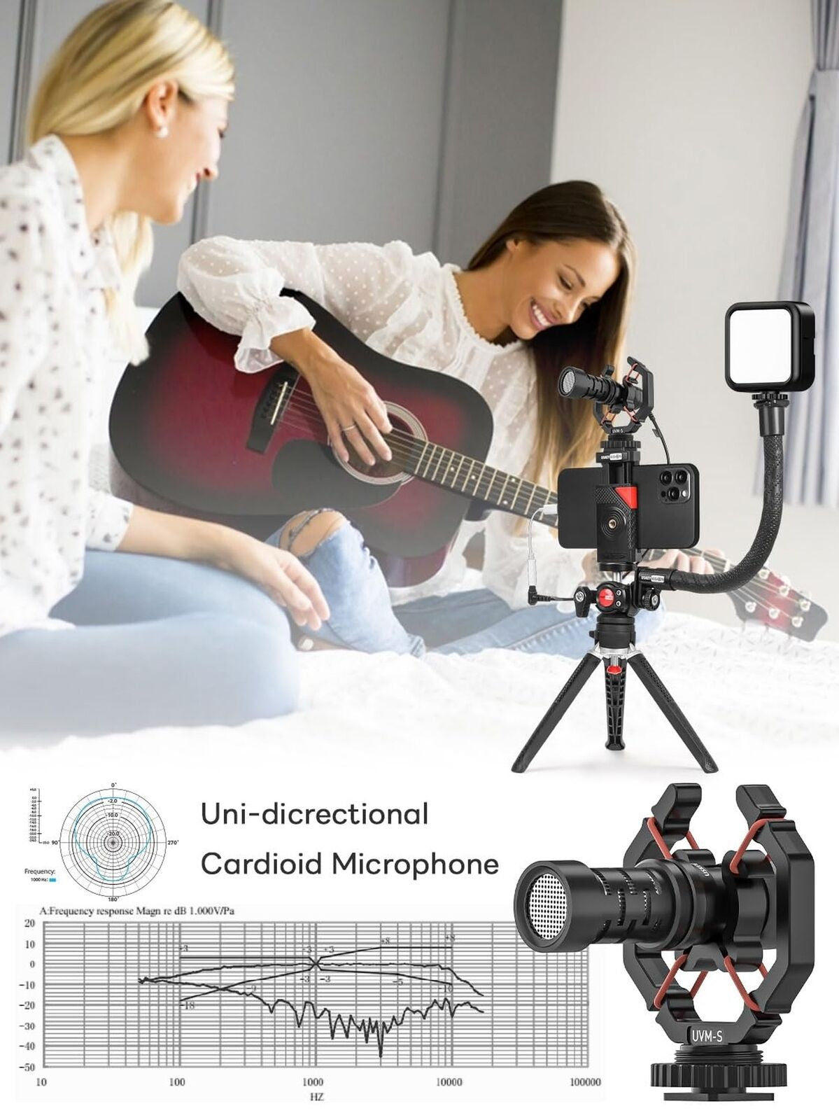 Smartphone Video Kit Metal Microphone Light Tiktok Youtube Podcast Equipment ...