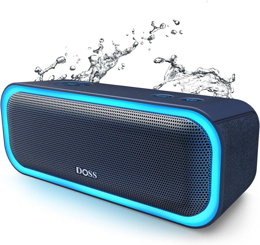 Soundbox Pro Bluetooth Speaker with 20W Stereo Sound, Active Extra Bass, IPX6 Waterproof, TWS Pairing, Multi-Colors Lights, 20H Playtime, Portable for Beach, Outdoor-Blue