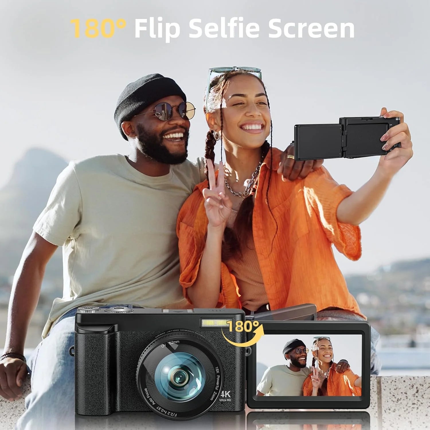 Vlogging Camera 4K Digital Camera for Youtube Autofocus with 32GB SD Card,180°Flip Screen 16X Digital Zoom 48MP Video Cameras Camcorder for Photography