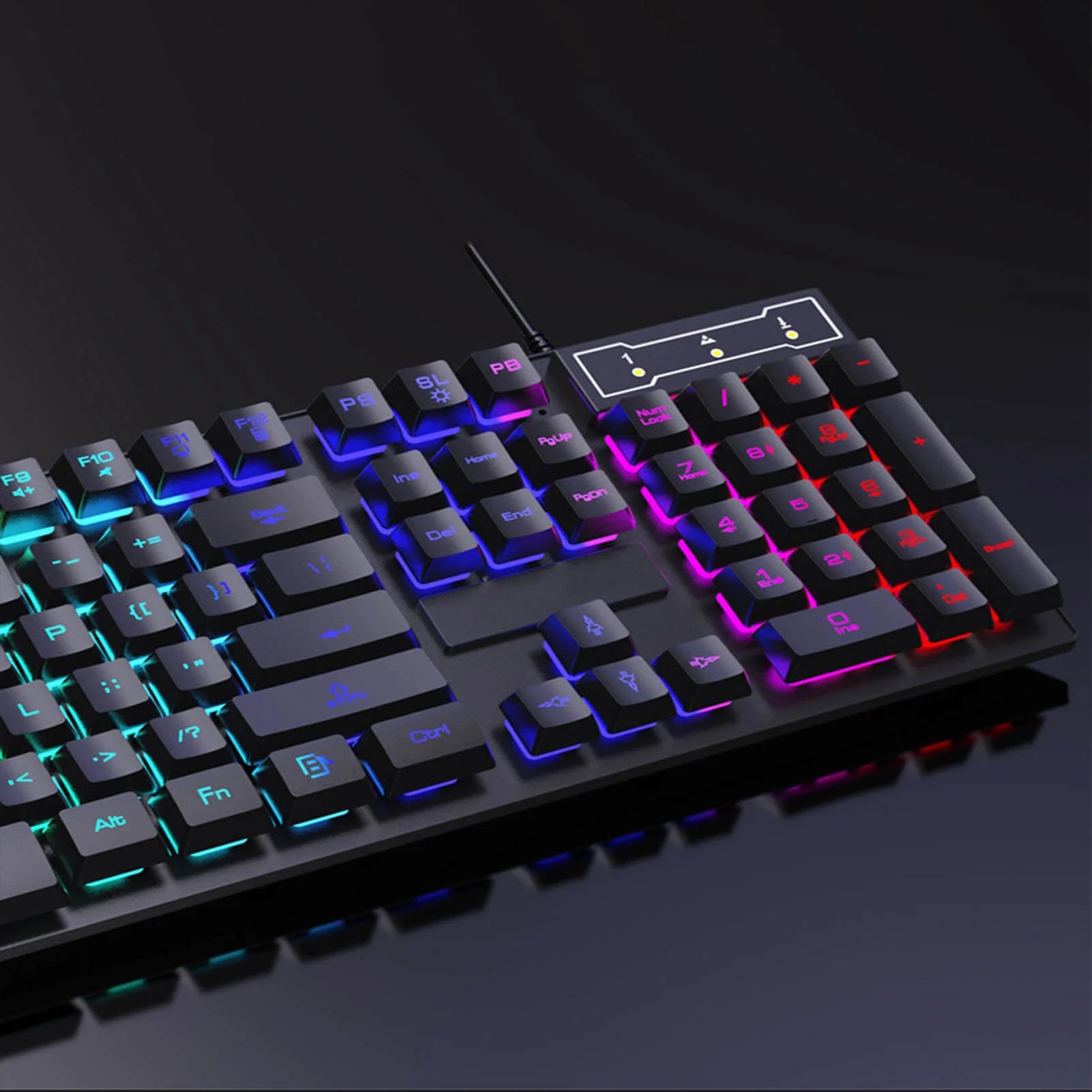 Keyboard and Mouse Set Combo, Wired RGB Backlit Computer Keyboard with USB RGB Gaming Mouse Design for Windows PC Laptop Desktop Notebook-Fv-Q305S